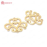 10PCS 27x22MM Champagne Flower Brass Connect Charms Pendants