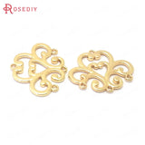 10PCS 27x22MM Champagne Flower Brass Connect Charms Pendants