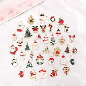38Pcs Christmas Mix Alloy Enamel Charm Pendants Set DIY Earring Bracelet Jewelry