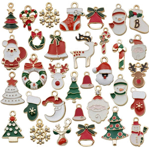 38Pcs Plated Enamel Christmas Charm Pendant for Jewelry Making