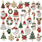 38Pcs Plated Enamel Christmas Charm Pendant for Jewelry Making