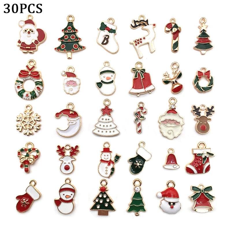 38Pcs Plated Enamel Christmas Charm Pendant for Jewelry Making