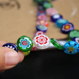 11mm Lampwork Glass Flower Beads Hexagon Shape Mix Patterns Mix Colors DIY