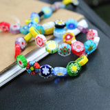 11mm Lampwork Glass Flower Beads Hexagon Shape Mix Patterns Mix Colors DIY