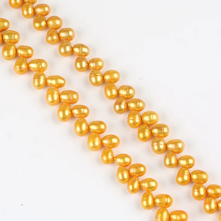 Long Rice Shape Pearl Necklace Chains
