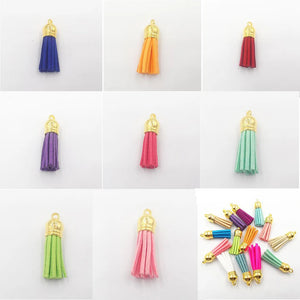 38mm Leather Tassel Pendants for Necklace Making