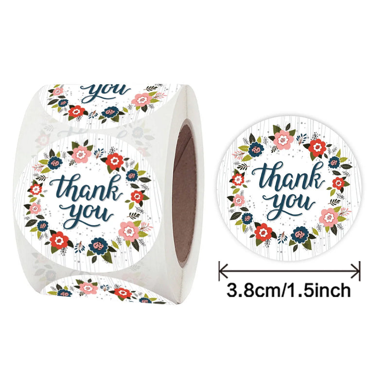 38mm Thank You Stickers Floral Sealing Labels for Wedding Party