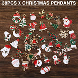 38pcs Mixed Christmas Charms for DIY Jewelry Making Xmas Gift