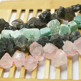 38pcs Raw Smoky Rose Quartz Crystal Beads Natural Stone Side-Drilled