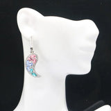 Moon Shape Pink Tourmaline Aquamarine Violet Tanzanite CZ Earrings