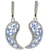 Moon Shape Pink Tourmaline Aquamarine Violet Tanzanite CZ Earrings