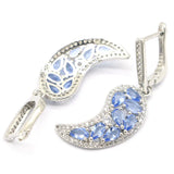 Moon Shape Pink Tourmaline Aquamarine Violet Tanzanite CZ Earrings