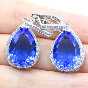 Violet Tanzanite CZ 925 Silver Earrings Drop