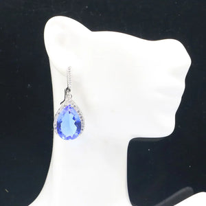 Violet Tanzanite CZ 925 Silver Earrings Drop