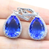 Violet Tanzanite CZ 925 Silver Earrings Drop