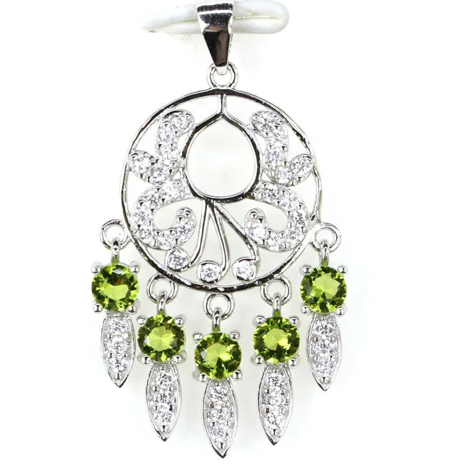 Eye-Catching Green Peridot Pink Tourmaline CZ Pendant