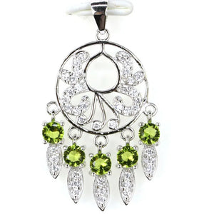 Eye-Catching Green Peridot Pink Tourmaline CZ Pendant