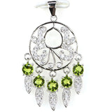 Eye-Catching Green Peridot Pink Tourmaline CZ Pendant