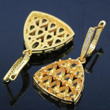 Lovely Trangle 8g Citrine CZ 14K Silver Earrings