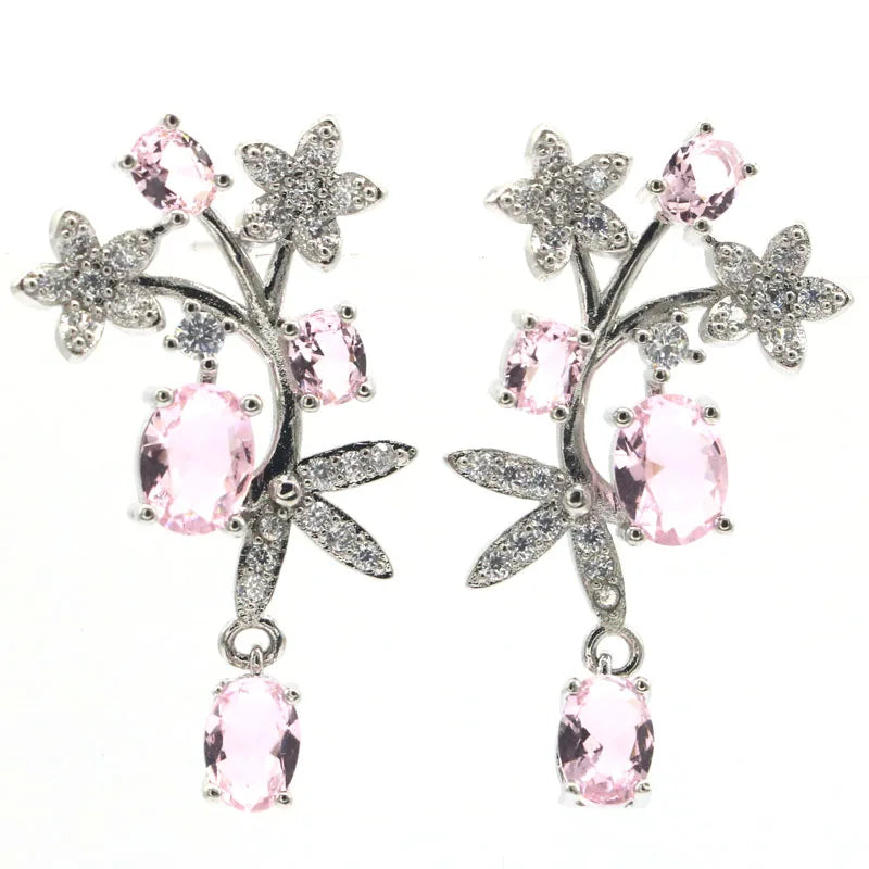 Rhodolite Garnet Citrine Tanzanite Kunzite CZ Silver Earrings