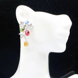 Rhodolite Garnet Citrine Tanzanite Kunzite CZ Silver Earrings