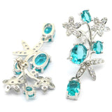 Aquamarine CZ Women's 925 Silver Earrings
