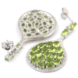 Big European Green Peridot CZ 925 Silver Earrings