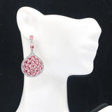 Pink Rhodolite Garnet CZ Silver Earrings for Women