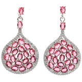 Pink Rhodolite Garnet CZ Silver Earrings for Women