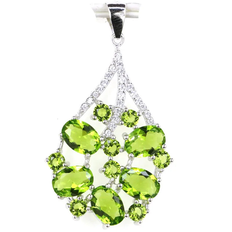 Green Peridot Pink Kunzite Tanzanite 925 Silver Pendant