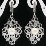 Silver CZ Pearl Jewelry Set for Sister