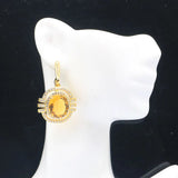Golden Citrine CZ Women Dating Pendant Earrings