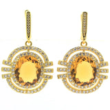 Golden Citrine CZ Women Dating Pendant Earrings