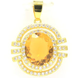 Golden Citrine CZ Women Dating Pendant Earrings