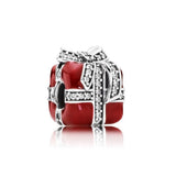 Charm De Plata Esterlina Serie De Navidad Snowman House DIY Stone para Mujer