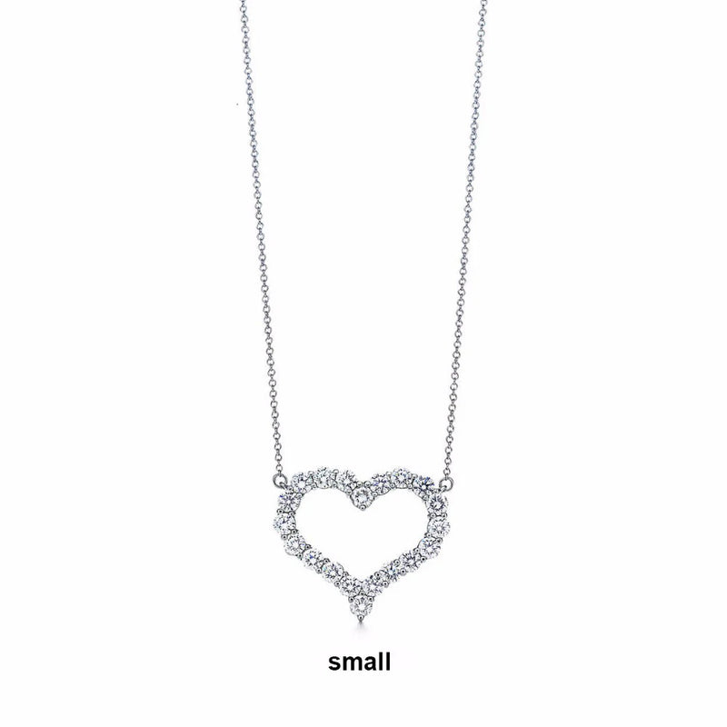 925 Sterling Silver Heart-shaped Necklace with Engraved Design