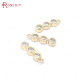 6PCS 11x3MM 24K Brass and Zircon 3 Round Circle Charms Pendants
