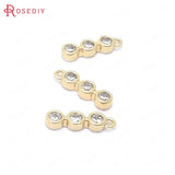 6PCS 11x3MM 24K Brass and Zircon 3 Round Circle Charms Pendants