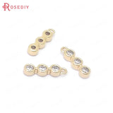 6PCS 11x3MM 24K Brass and Zircon 3 Round Circle Charms Pendants