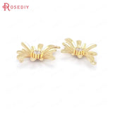 6PCS 25x18.5MM 24K Brass Zircon Flower Charms Pendants
