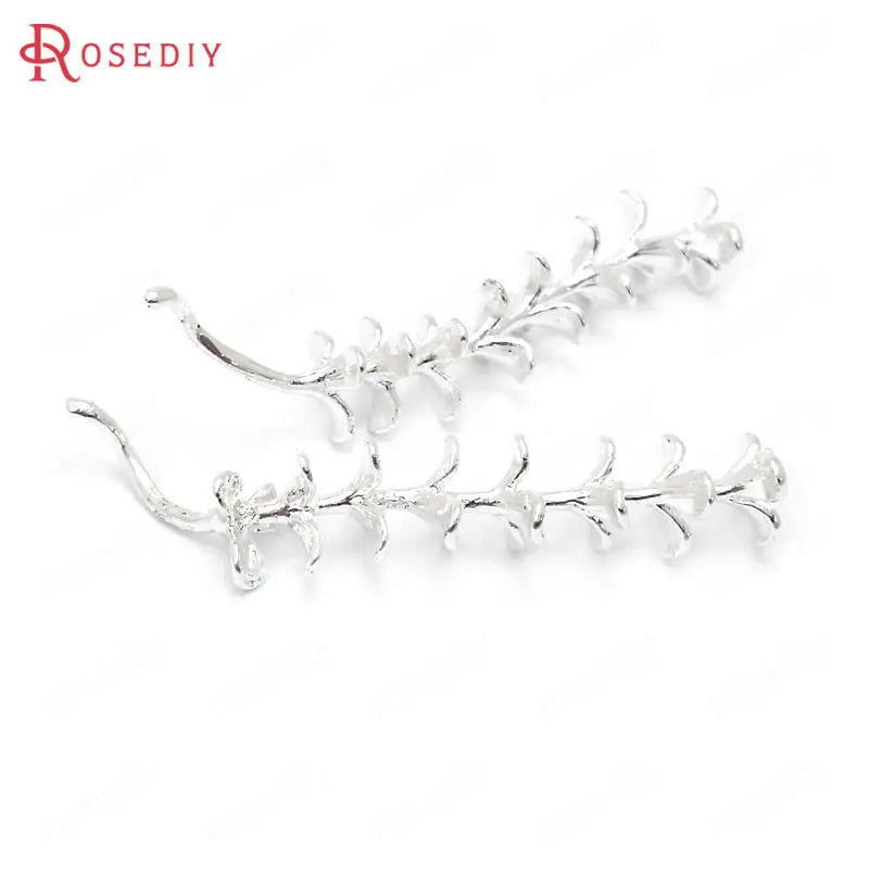 6PCS 42x8MM Tree Branch Charms Pendants Silver Brass DIY Jewelry Making