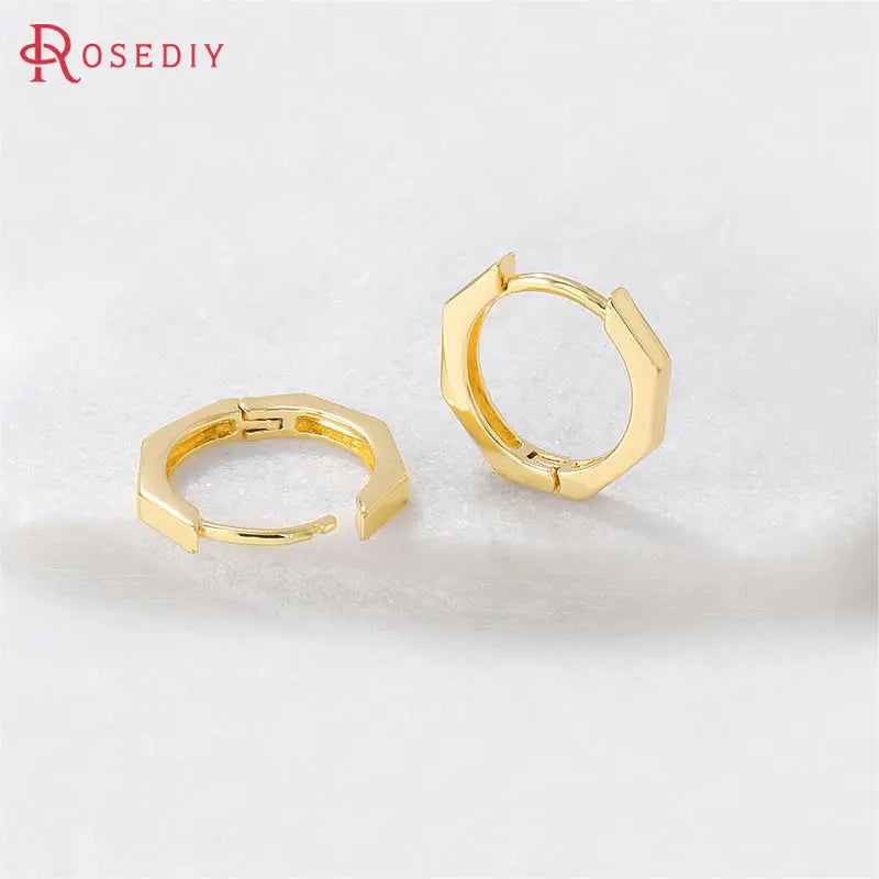 6PCS 14MM 24K Brass Earrings Hoops Jewelry Making Supplies