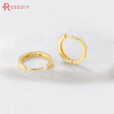6PCS 14MM 24K Brass Earrings Hoops Jewelry Making Supplies