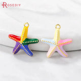 6PCS 13x14MM 24K Brass Starfish Charms Pendants DIY Jewelry Making Supplies