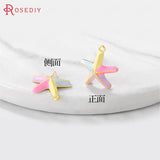 6PCS 13x14MM 24K Brass Starfish Charms Pendants DIY Jewelry Making Supplies