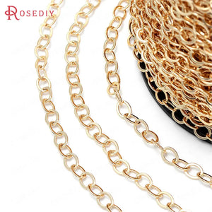 1 Meter 24K Brass Flat Wire Oval Necklace Chains DIY Jewelry Making Supplies