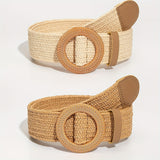 Bohemian Style Round Buckle PP Woven Belt