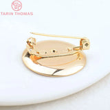 6PCS 25.5MM 24K Plated Brass Brooch Base with Safety Pins