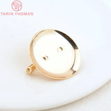 6PCS 25.5MM 24K Plated Brass Brooch Base with Safety Pins