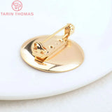 6PCS 25.5MM 24K Plated Brass Brooch Base with Safety Pins